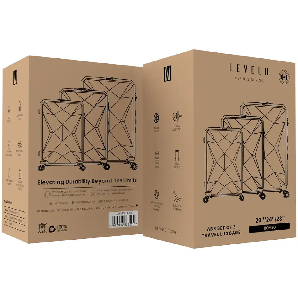 Levelo ABS Set of 3 Travel Luggage 20